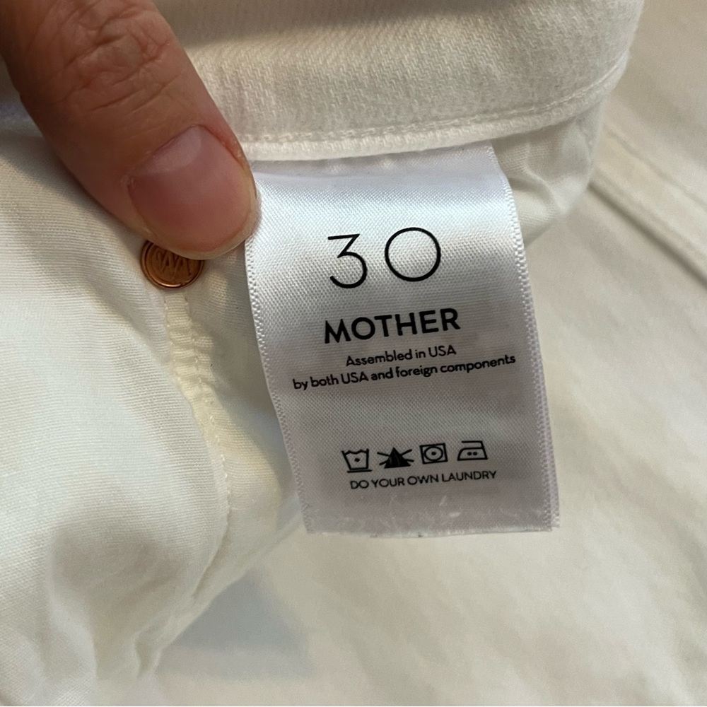 MOTHER Denim The Insider Crop Step Fray Fairest Of Them All White Jeans size 30 - Picture 7 of 12